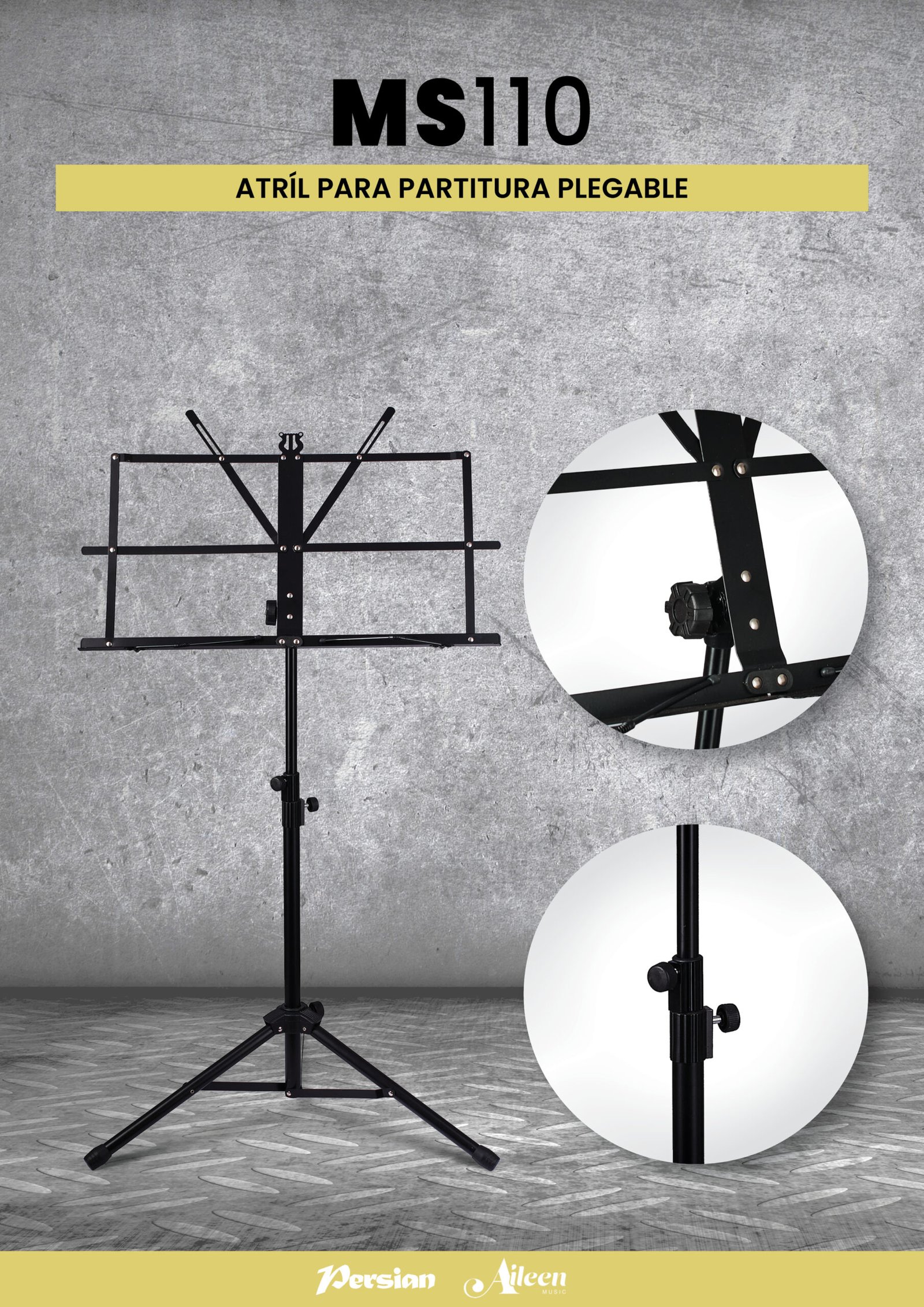 MS110 Atril Para Partitura Plegable (Metálico) - Image 2